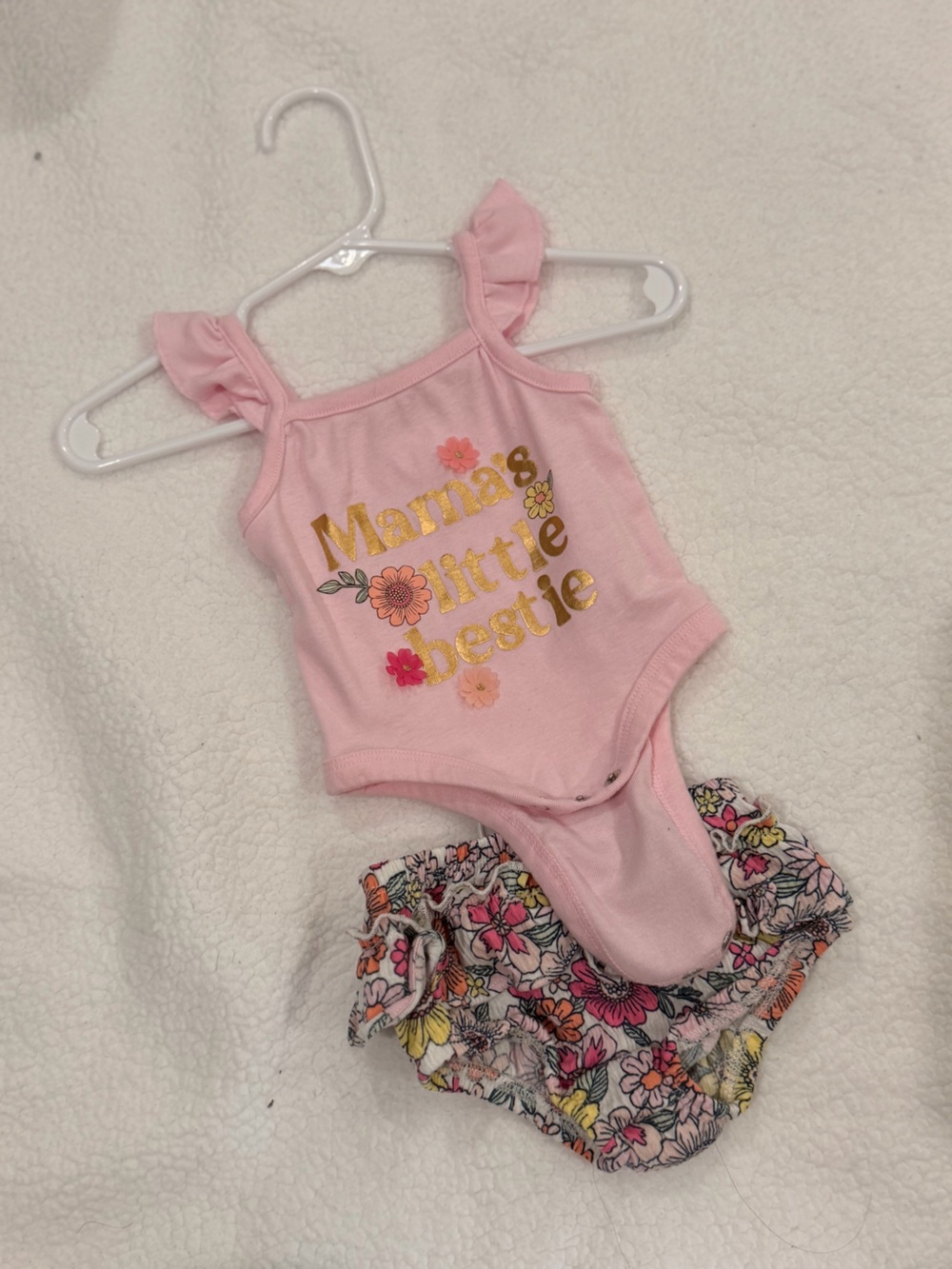 Pink "Mama's Little Bestie" Girls One-Piece Bodysuit
